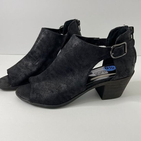 NEW!Carlos by Carlos Santana| Della| Black Leather Suede| Peep toe| Block heel| - Picture 1 of 12